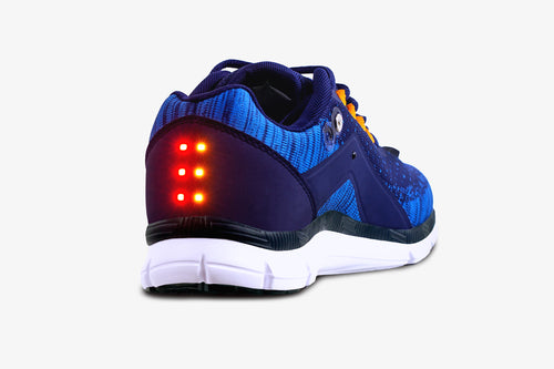 Men's Night Runner Shoes featuring built-in safety lights on the heel, designed for visibility during nighttime runs.