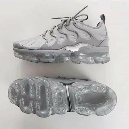 technodrive zapatillas deportivas grises de mujer, estilo casual de verano, con suela de burbujas transparente y cordones.